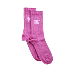 Félicie Aussi Chaussettes>Chaussettes Paillettes Crazy Bitch 36/40 - Rose