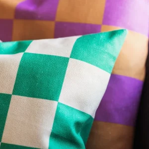 FEST Amsterdam Coussins>Coussin Checks - 45 X 45 Cm - Vert/Sable