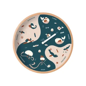 Ocean Clock Décorations Enfant>Horloge Semaine Pour Enfant En Bois - Bleu