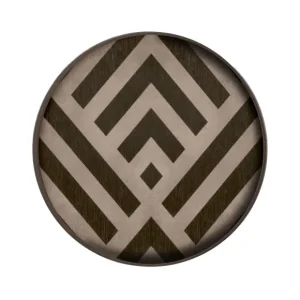 Ethnicraft Plats & Plateaux>Mini Plateau Graphite En Bois - Chevron - O 30 Cm