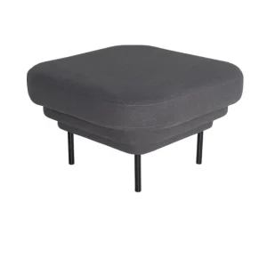 ENOstudio Fauteuils & Repose-Pieds>Ottoman Cornice Tissu - Gris & Metal Noir