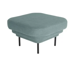 ENOstudio Fauteuils & Repose-Pieds>Ottoman Cornice Tissu Bleu & Metal Noir