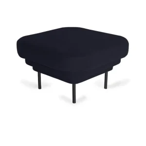 ENOstudio Fauteuils & Repose-Pieds>Ottoman Cornice Velours - Bleu Nuit & Metal Noir