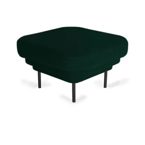 ENOstudio Fauteuils & Repose-Pieds>Ottoman Cornice Velours Vert Canard & Metal Noir