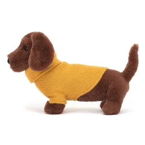 Jellycat Peluches>Peluche Chien Saucisse Sweater Jaune - H 14 Cm