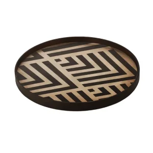 Ethnicraft Plats & Plateaux>Plateau Graphite En Bois - Chevron - O 48 Cm