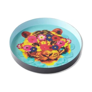 Gangzai Vide-Poches>Plateau Rond Mask Tiger En Fer - O 33 Cm