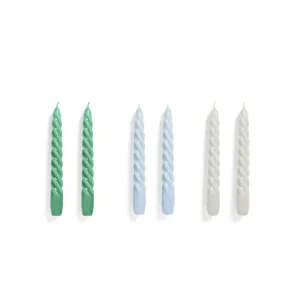 Hay Bougies, Bougeoirs Et Allumettes>Set De 6 Bougies Twist - Vert/Bleu/Gris