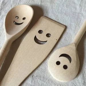 Sélectionné par Fleux Ustensiles De Cuisine>Set De 3 Couverts Happy Spoon - Cuilleres Et Spatule Bois