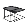 Ethnicraft Tables Basses & D'Appoint>Set De 2 Tables A Plateau Square En Metal Et Bois - L 39 / 52 Cm