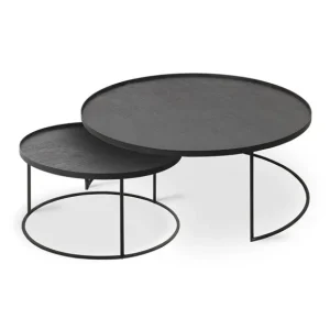 Ethnicraft Tables Basses & D'Appoint>Set De 2 Tables Basses Pour Plateaux Ronds En Metal Noir - O 62 Cm & O 93 Cm