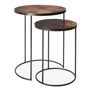 Ethnicraft Tables Basses & D'Appoint>Set De 2 Tables D'Appoint Heavy Aged Bronze