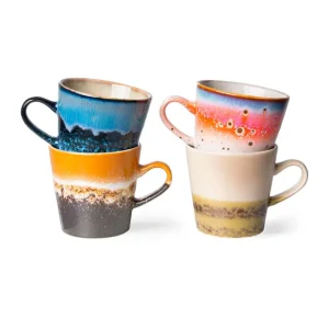 HK Living Tasses & Mugs>Set De 4 Tasses Americano 70'S Pegasus En Ceramique