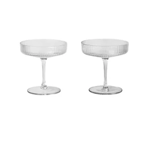 Ferm Living Carafes & Verres>Set De 2 Verres A Champagne Ripple Transparent