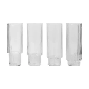 Ferm Living Carafes & Verres>Set De 4 Verres Longs Ripple