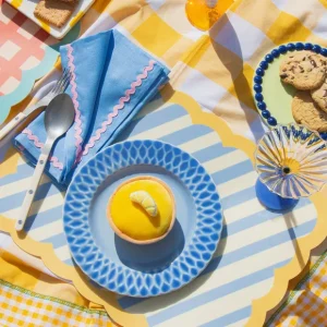 Fleux Sets De Table & Dessous De Verre>Set De Table Biscotti A Rayures - 38 Cm X 48 Cm - Bleu & Jaune