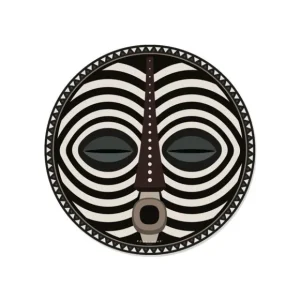 Pôdevache Sets De Table & Dessous De Verre>Set De Table Rond Masque Africain Dourou En Vinyle - O 38 Cm