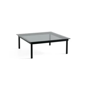 Hay Tables Basses & D'Appoint>Table Basse Kofi Chene Massif Noir & Verre Teinte Gris - L 100 X L 100 X H 36 Cm