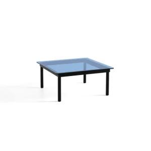 Hay Tables Basses & D'Appoint>Table Basse Kofi Chene Massif Noir & Verre Teinte Bleu - L 80 X L 80 X H 36 Cm