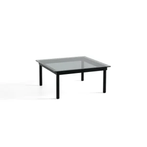 Hay Tables Basses & D'Appoint>Table Basse Kofi Chene Massif Noir & Verre Teinte Gris - L 80 X L 80 X H 36 Cm