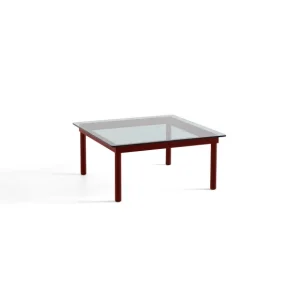 Hay Tables Basses & D'Appoint>Table Basse Kofi Chene Massif Rouge Grange & Verre Teinte Gris - L 80 X L 80 X H 36 Cm