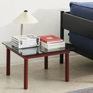 Hay Tables Basses & D'Appoint>Table Basse Kofi Chene Massif Rouge Grange & Verre Roseau Transparent - L 80 X L 80 X H 36 Cm