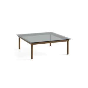 Hay Tables Basses & D'Appoint>Table Basse Kofi Noyer Massif & Verre Teinte Gris - L 100 X L 100 X H 36 Cm