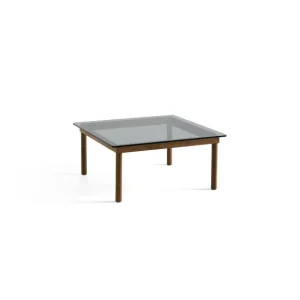 Hay Tables Basses & D'Appoint>Table Basse Kofi Noyer Massif & Verre Teinte Gris - L 80 X L 80 X H 36 Cm