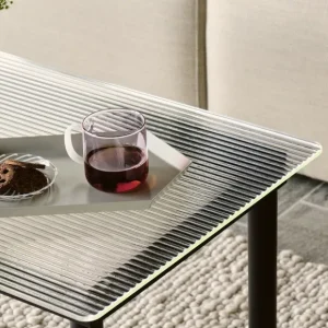 Hay Tables Basses & D'Appoint>Table Basse Kofi Noyer Massif & Verre Roseau Transparent - L 100 X L 100 X H 36 Cm