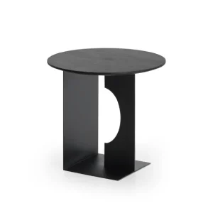 Ethnicraft Tables Basses & D'Appoint>Table D'Appoint Arc En Teck Noir Verni - O 50 Cm