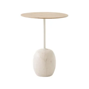 And Tradition Tables Basses & D'Appoint>Table D'Appoint Lato Ln8 Chene / Marbre Crema Diva - O 40 Cm