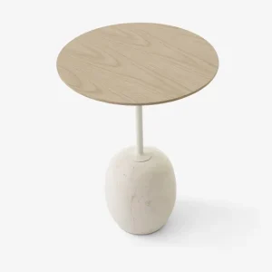 And Tradition Tables Basses & D'Appoint>Table D'Appoint Lato Ln8 Chene / Marbre Crema Diva - O 40 Cm