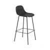 Muuto Chaises>Tabouret De Bar Fiber Tube Noir + Dossier Noir