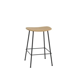 Muuto Chaises>Tabouret De Comptoir Fiber Tube Noir + Assise Ocre