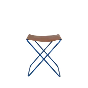 Broste Copenhagen Chaises>Tabouret Pliant Nola Cuir Et Fer - 39 X 31 X 45 Cm - Intense Bleu