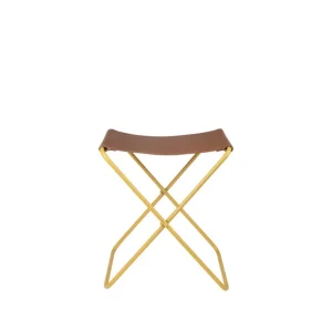 Broste Copenhagen Chaises>Tabouret Pliant Nola Cuir Et Fer - 39 X 31 X 45 Cm - Harvest Or