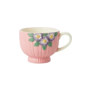 Rice Tasses & Mugs>Tasse Avec Fleurs En Relief En Ceramique - O 9,8 Cm - Rose