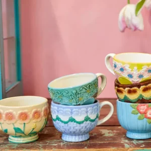 Rice Tasses & Mugs>Tasse Avec Fleurs En Relief En Ceramique - O 9,8 Cm - Rose