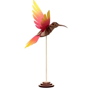 Assembli Art Mural>Trophee Origami Colibri - Magenta & Jaune