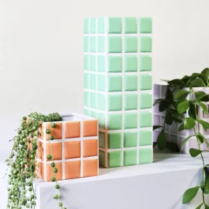 &klevering Vases>Vase Tile En Dolomie Vert